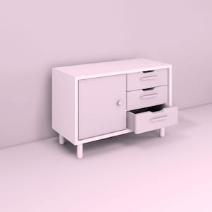 Commode with Drawers STL File - Miniature Furniture - Dollhouse 1:12 Scale - 3D Printable Files