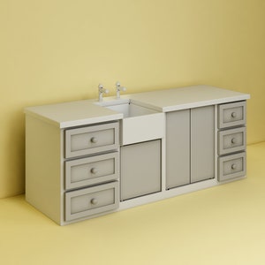 Kitchen Countertop Model-2 STL File - Miniature Furniture - Dollhouse 1:12 Scale - 3D Printable Files image 6