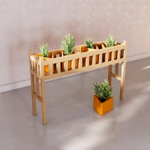 Plant Flower Pot Stand STL File - Miniature Furniture - Dollhouse 1:12 Scale - 3D Printable Files