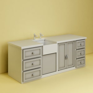 Kitchen Countertop Model-2 STL File - Miniature Furniture - Dollhouse 1:12 Scale - 3D Printable Files