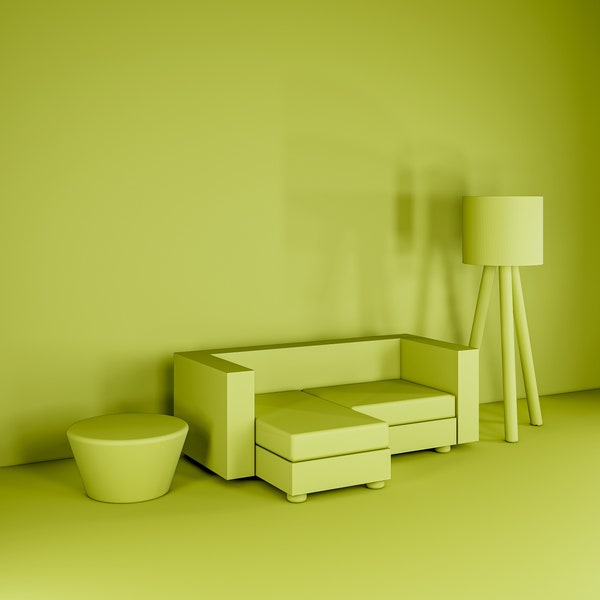 3D Dollhouse STL Files | Armchair and Floor Lamp | STL Files for 3D Printing | Miniature 3D Print Files