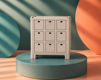STL Files - 3D Print Files - Miniature Furniture - Dollhouse 1:12 Scale - 3x3 Storage Cabinet