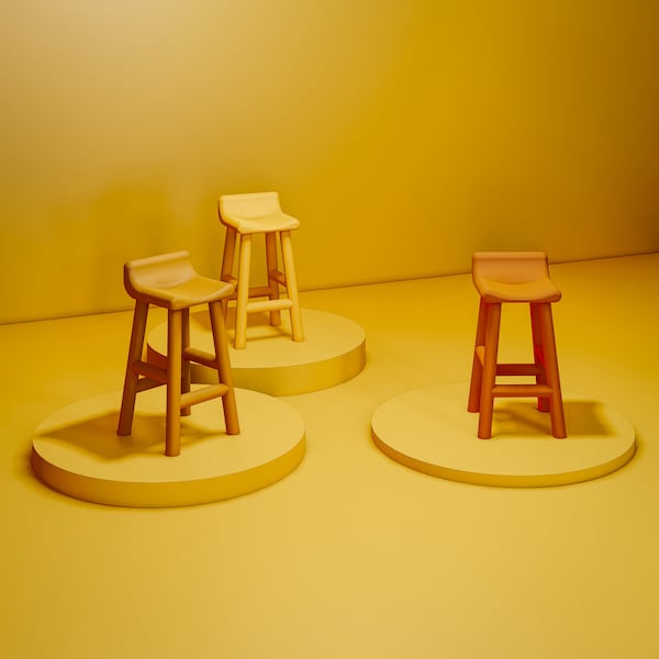 3D Dollhouse STL Files | Bar Stools | STL Files for 3D Printing | Miniature 3D Print Files