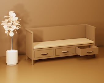 Sofá moderno con cajones Archivo STL - Muebles en miniatura - Casa de muñecas escala 1:12 - Archivos imprimibles en 3D