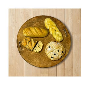Individual Miniature Bread Tray | Dollhouse Braided French Poppy Seed & Irish Soda Bread | 2 Sizes