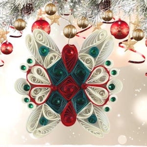 Hand Quilled Paper Snowflake Ornament: Custom Holiday Decoration with Color Choices