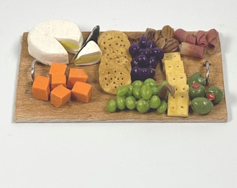 Dollhouse Miniature Food Cold Cuts Meat Party Tray 1:12 Scale Kitchen Miniatures for Dollhouse Charcuterie Board, Dollhouse Miniature fruit