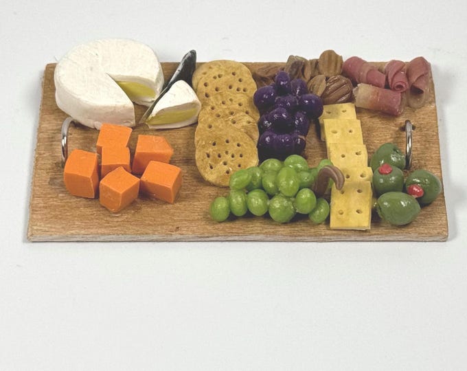 Dollhouse Kitchen Accessories Miniature Charcuterie Board Optional Fridge Magnet | Handmade Food Kitchen Decor