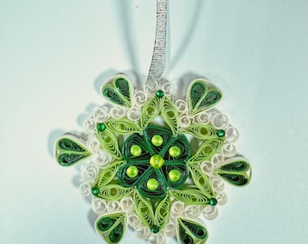 Hand Quilled Paper Ornament  Snowflake Style Holiday Decoration Custom Color Options Christmas Tree Hanging  Grab Bag Gift Stocking Stuffer