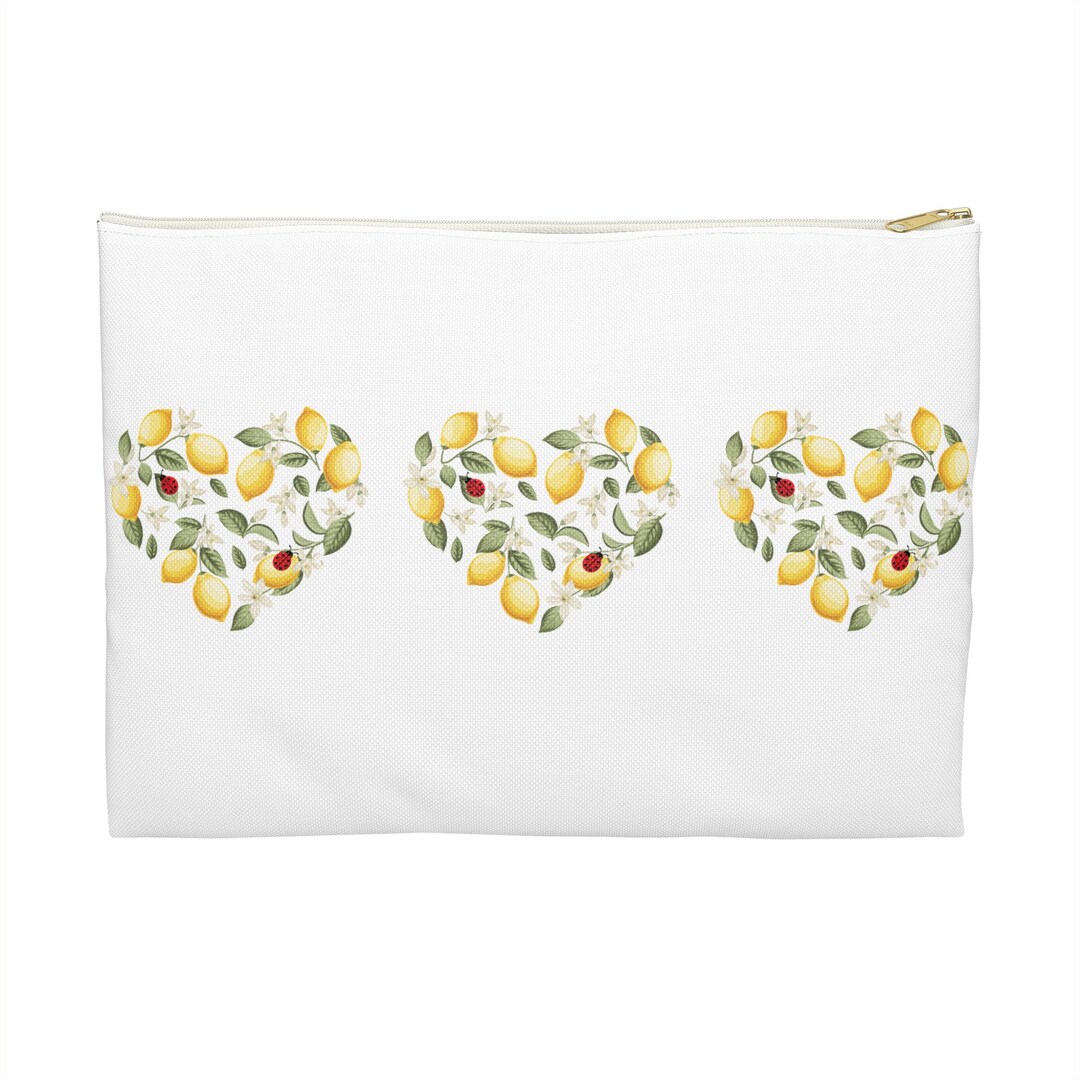 Trousse à Maquillage ARTEBENE - Tissu Coton Motifs Citron Vert, Jaune, Bleu