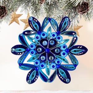 Hand Quilled Paper Snowflake Ornament: Custom Holiday Decoration with Color Choices