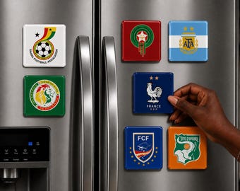 WM Fussball Team Magnet | Home or Away Kit Hintergrund | Acryl Fußball-Kühlschrank-Magnet | Fan Geschenk
