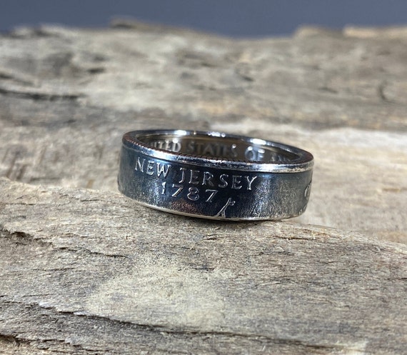 Jewelry Ring Made From Quarter 1999 New Jersey State Quarter Dollar Coin  Ring, Handmade, Great