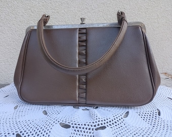 vintage women's leather bag - leather handbag - vintage decoration