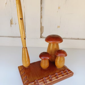wooden ink holder - ink holder with writing tool - vintage decoration