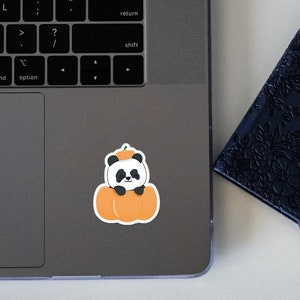 Pumpkin Panda Sticker | Halloween Stickers, Halloween Stickers Cute, Pumpkin Sticker, Spooky Sticker, Laptop Sticker, Vinyl Sticker, Fall