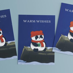 pour les Fêtes de voeux chaleureux | Carte de Noël, Carte de voeux de saison, Carte postale de Noël, Carte de panda, Carte de Noël unique, Carte d'amour