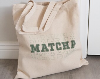 Matcha Tote Bag | Matcha | Canvas Tote Bag | Matcha Gift | Aesthetic Tote Bag | Tote Bag | Tote Bag Canvas | Shoulder Bag