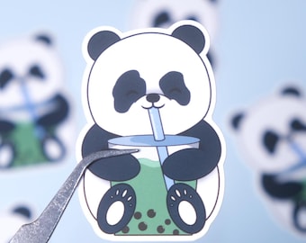 Panda Drinking Matcha Boba Sticker | Waterproof Vinyl Decal