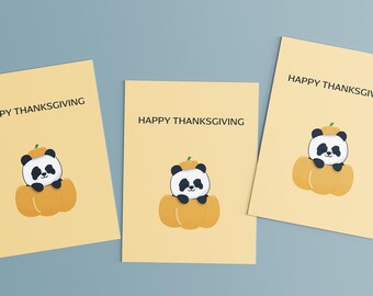 Panda Thanksgiving Card | Hand-Drawn Pumpkin Design