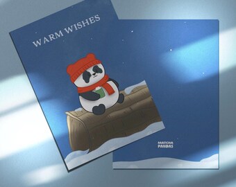 Panda Christmas Card | Warm Wishes, Cozy Cocoa
