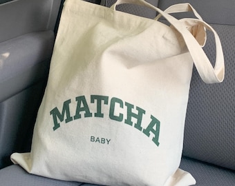 Matcha Baby 100% Cotton Canvas Tote Bag | Reusable Grocery Bag