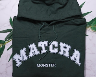 Matcha Monster Hoodie | Matcha Sweatshirt, Matcha Hoodie, Matcha Apparel, Matcha Clothes, Tea Lover Gift, Kanji