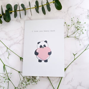 Panda Holding Heart Card | Anniversary Card, Valentines Card, Cute Card, Panda Gift, Love Cards, Valentine's Gift, I love You Card