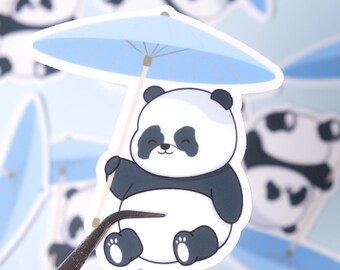 Panda with Parasol Vinyl Sticker | Waterproof Decal