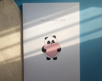 Panda Heart Anniversary Card, Love You Beary Much, Valentine's Day Card