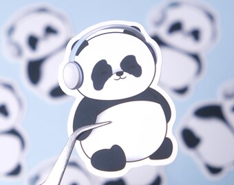 Panda Wearing Headphones Sticker | Waterproof Vinyl Decal