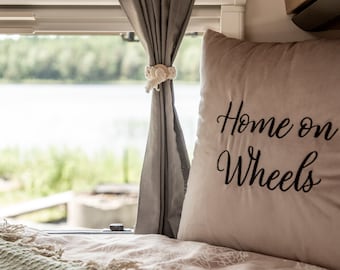 Decorative cushion cover "Home On Wheels" - cozy pillows for your camper