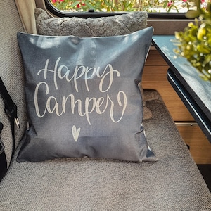 Decorative Cushion Cover »Happy Camper« – Cozy Decor for Your Mobile Home