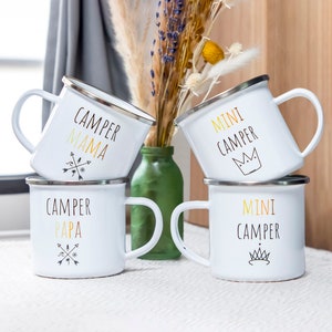 Enamel mugs "Camper family" - Beautiful camping camper caravan gift