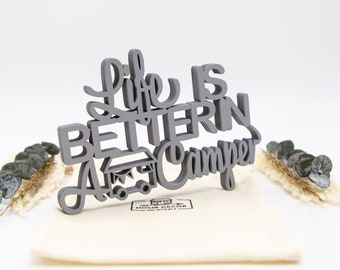 Wooden lettering "Life Is Better In A Camper" - 3D wall decoration for camper van vanlife gift