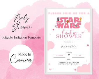 Baby Girl Star Wars Invite Template