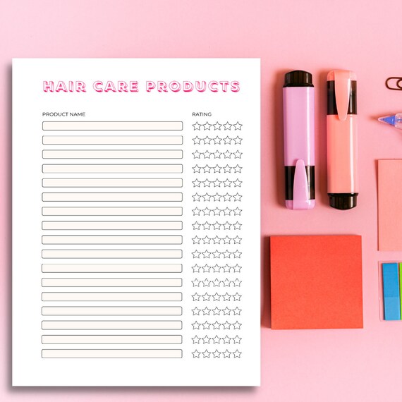 Hair Care Products Tracker | Routine Planner, A4/A5, Printable Planner Inserts, Hair Care Routine, Curly Hair Journal, PDF, Instant Download