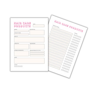 Hair care product tracker, printable, self-care checklist, routine planner, self-care journal, fillable template image 3