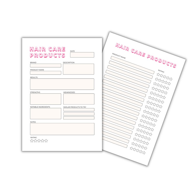 Hair care product tracker, printable, self-care checklist, routine planner, self-care journal, fillable template image 3