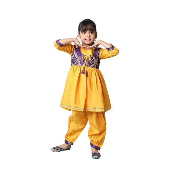 Girl’s Anarkali Peplum Top with Salwar| Traditional Indian Ethnic Wear | Girls Morden Salwar Kameez | Girls Party Wear | 1 Year To 14 Years