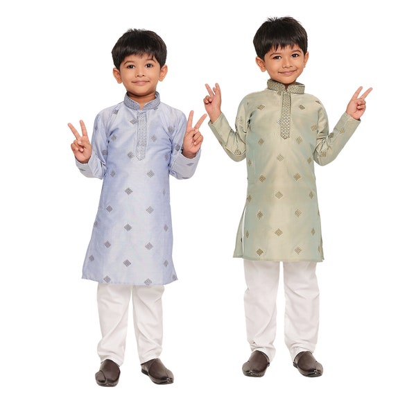 Silk embroidered Kurta Pyjama Traditional Wear for Toddler & Youth | Kids Kurta | Kids Kurta Pajama Set | Boys Kurta | Ethnic Wear