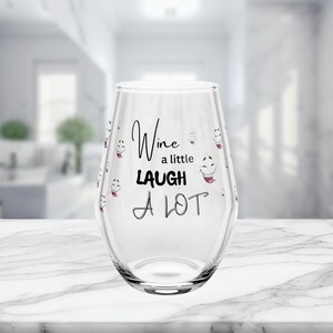 Stemless Wine Glass, Wine a little, Laugh a Lot, Funny Wine Glass, Wine Lover Gift, Emoji Wine Glass, Wine Gift, Wine Tumbler, 11.75oz Glass