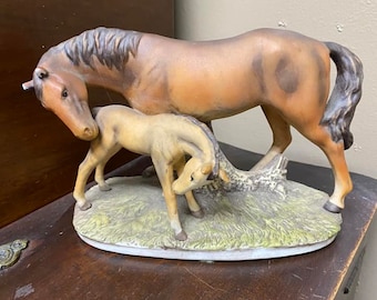 Mare and Foal Ceramic Statue