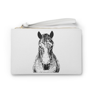 Schwarz Weiße Pferdekopf Handtasche - Elegante Monochrome Geldbörse, Stilvolle Pferdehandtasche, Trendige Reiter Geldbörse, Schicke Pony Schultertasche,