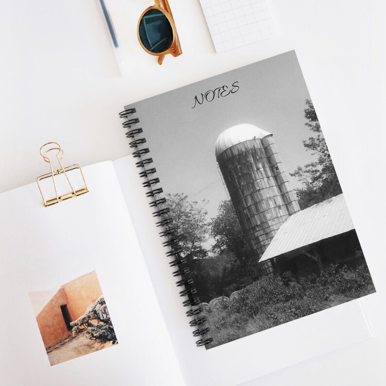 Rural Line Note Book Barn Silo Spiral Notebook, Farmhouse Stationery, Ruled Line Journal ...