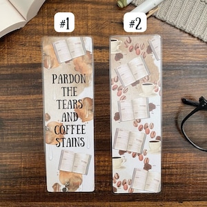 Coffee & Books Laminated Bookmark: Handmade with Tassel