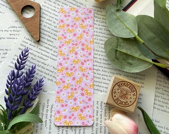 Oranges & Berries Bookmark, Laminated Floral Bookmark, Gift for Book Lovers