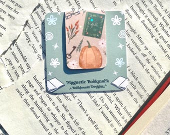 Cottagecore Pumpkins Magnetic Bookmark: Holographic Fall Autumn Book Lover Gift