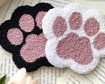 Cat Paw Mug Rug Drink Coaster Cute Coaster Cats Mug Rug Drink Mug Rug Handmade Unique White Cat Paw Black Cat Paw Cat Lovers