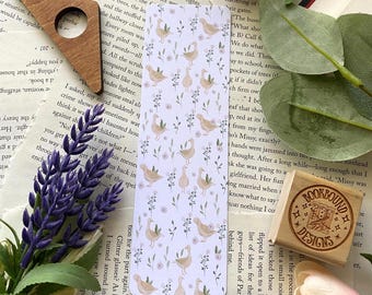 Brown Ducks Bookmark Laminated Handmade Bookmarks Gift for Book Lovers Pond Ducks Greenery Dainty Flowers For Books Bookish Accessories